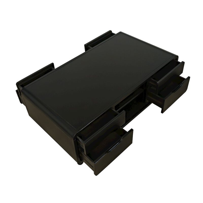 Jofran Marlowe Mid-Century Modern 48 Curved Coffee Table with Storage Drawers