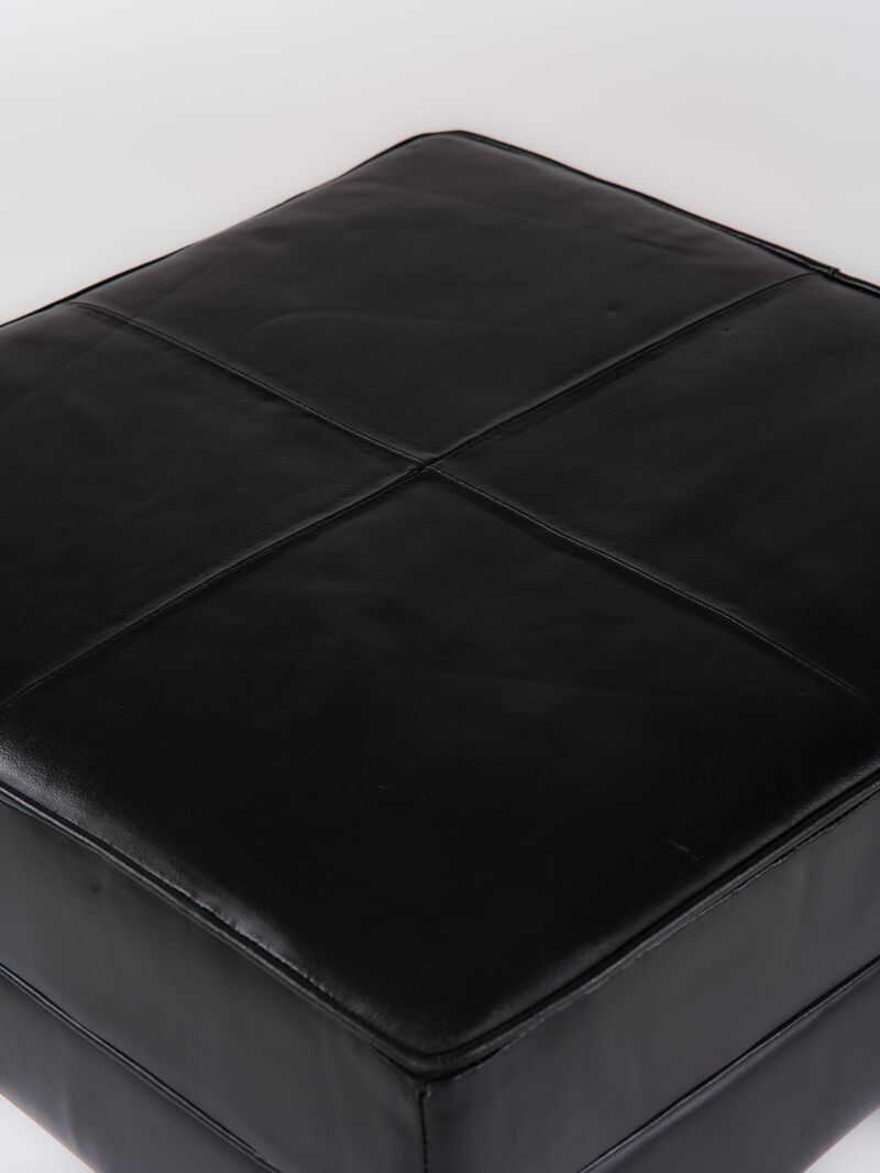 Handmade Eco-Friendly Geometric Buffalo Leather & Iron Black Square Ottomon Stool 24"x24"x18" From BBH Homes