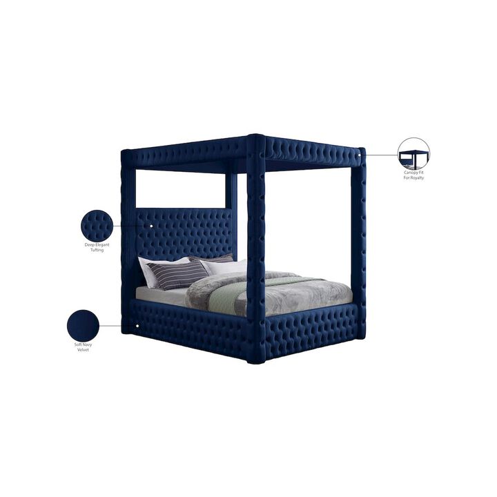 Meridian Furniture Royal Navy Velvet King Bed