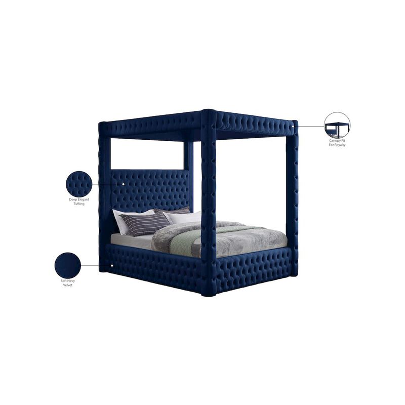 Meridian Furniture Royal Navy Velvet King Bed