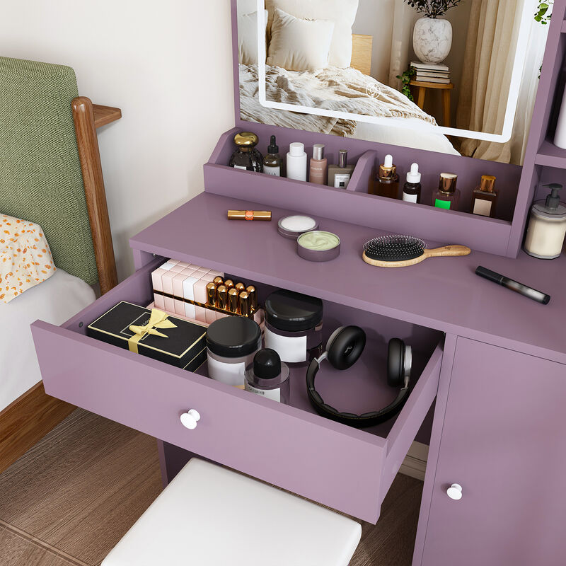 Frafup Padded Stool Stylish Vanity Desk image number 8