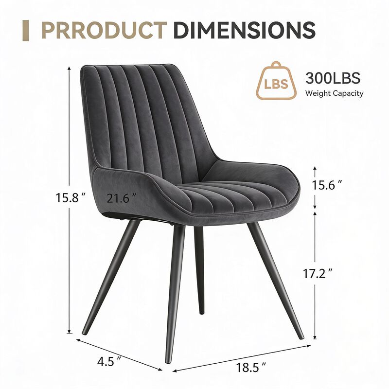Modern Ribbed Fabric Upholstered Dining Chair Set of 4 image number 7