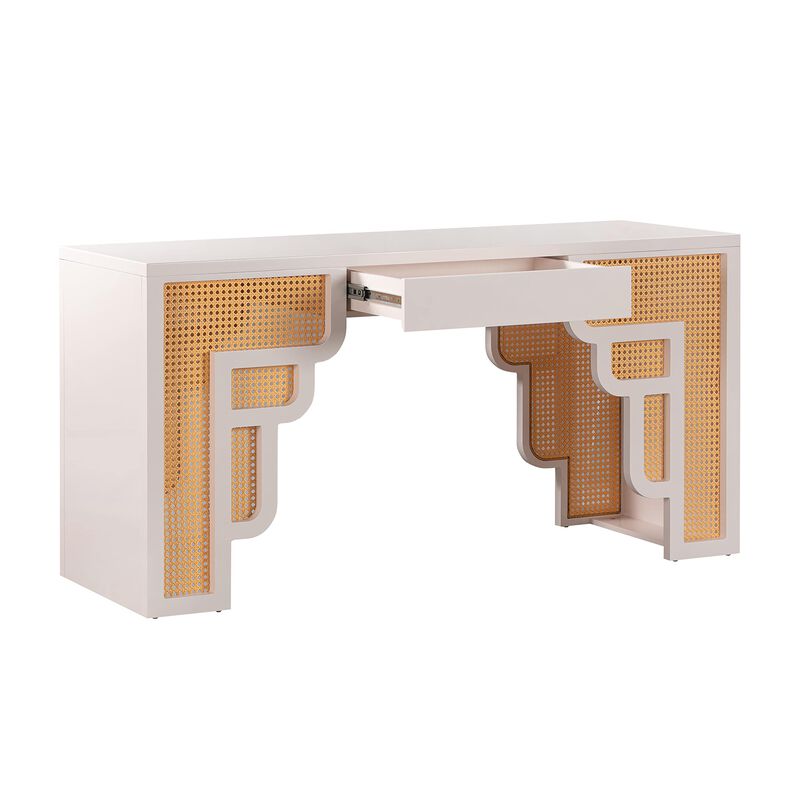 Tov Furniture Suzie Rattan Executive Desk (Cream) image number 4