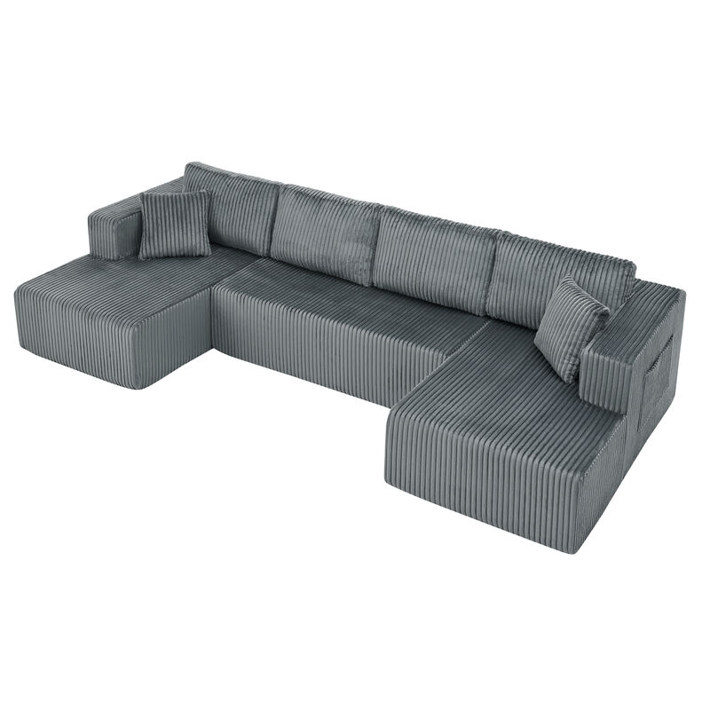 Sudvir 132" U-Shaped Modular Sectional Sofa image number 6