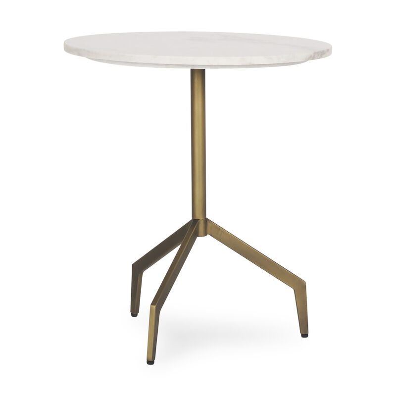 HomeRoots 20" White and Gold Stone and Iron Oval End Table image number 0