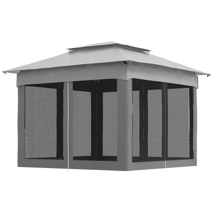 Hivvago Outdoor 11x11 Canopy Gazebo with Mesh Netting and Carry Bag