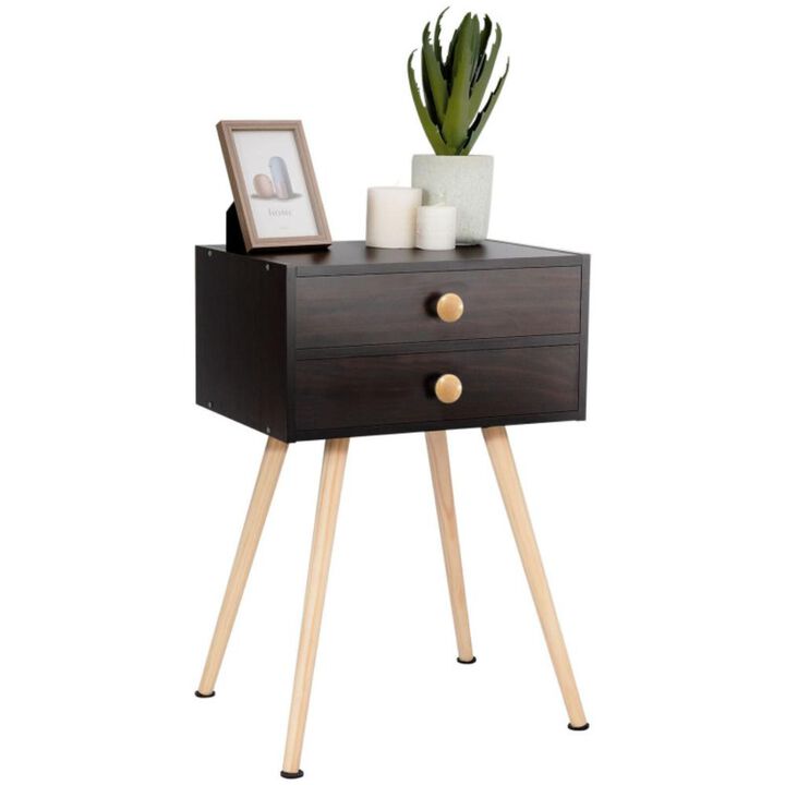 Hivvago Mid Century Modern 2 Drawers Nightstand