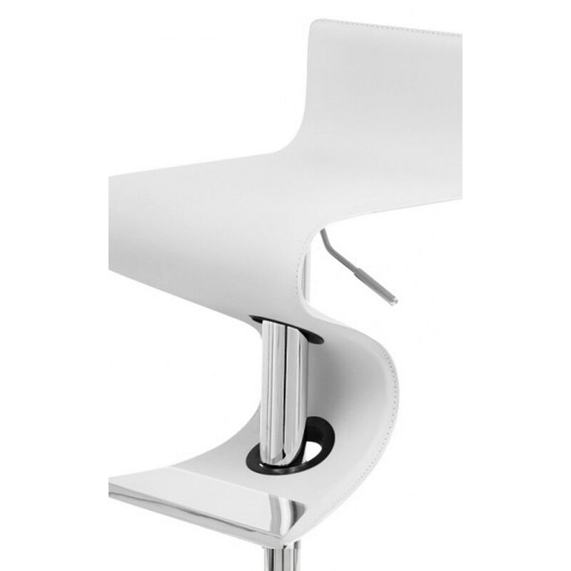 Cruze 22-30 Inch Adjustable Swivel Counter Height Stool, Wave Curves, White - Benzara image number 2