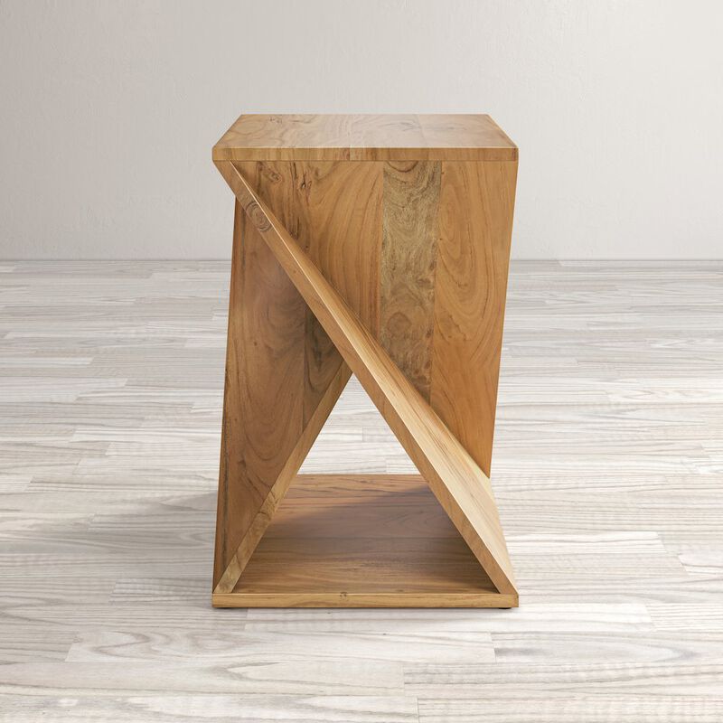 Jofran Global Archive Solid Mango Hardwood Modern Angled Jasper Table