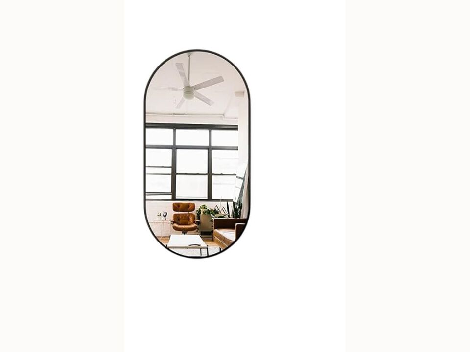 48"x24" Oval Full-Length Wall Mirror – Metal Frame in Gold or Black for Bedroom