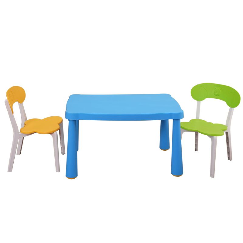 CLIHOME High Quality Plastic Kids Table and Chair Set,3 Piece Children Reading Activity Table and Chair image number 0