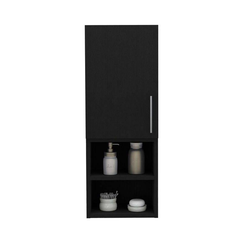 DEPOT E-SHOP Cairo Medicine Single Door Cabinet, Two External Shelves, Two Interior Shelves, Black