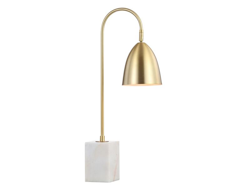 Ana Gold Arched Metal with Marble Base LED Table Lamp