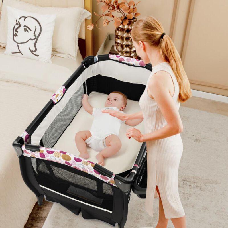 Hivvago 4 in 1 Portable Pack and Play Baby Nursery Center with Bassinet