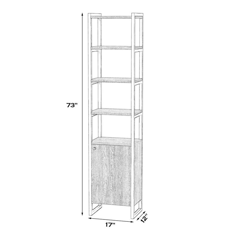 Butler Specialty Drake 73 Narrow Walnut Bookcase with Storage, Medium Brown