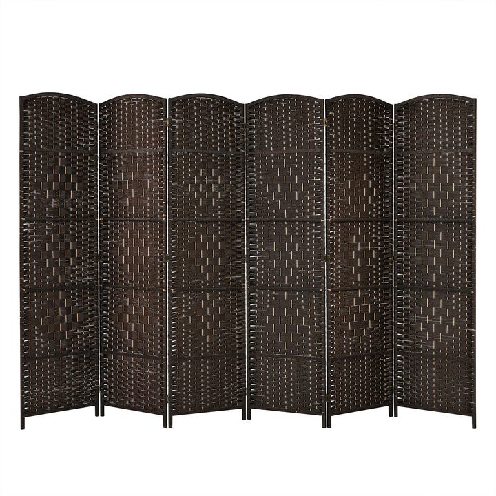 6.5Ft 6-Panel Weave Folding Fiber Room Divider Screen