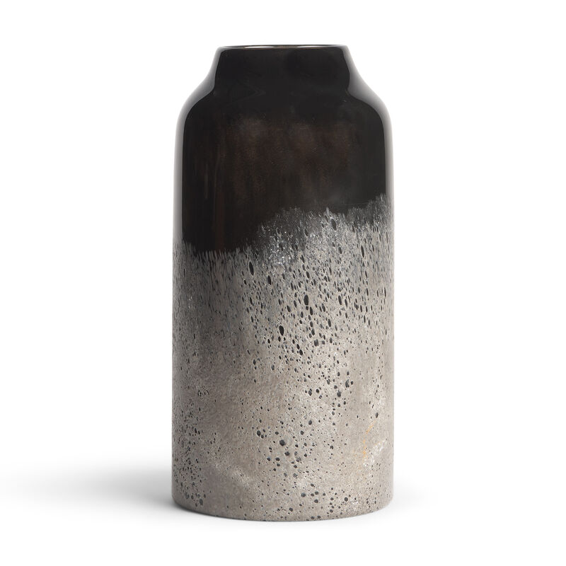 HomeRoots 10" Black And Gray Abstract Glass Cylinder Table Vase image number 2