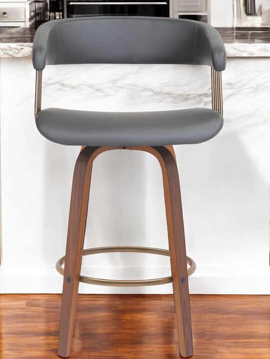 HomeRoots Faux Leather Counter Stool with Armrests and Bucket Seat