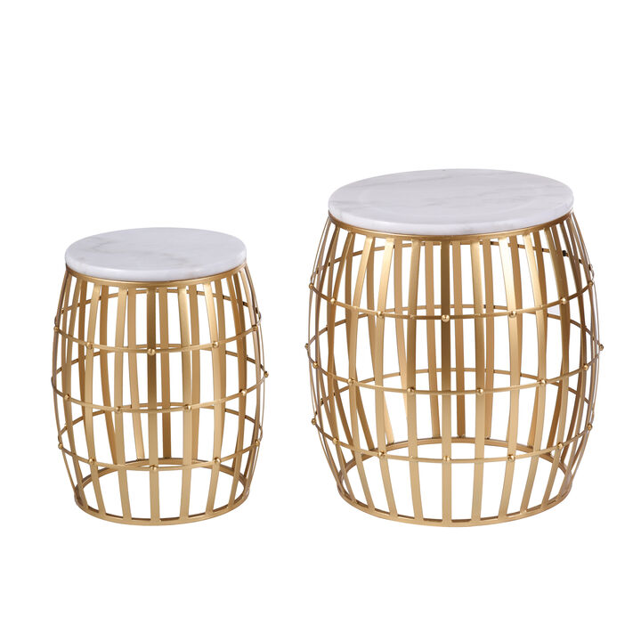 Gold MarbleTop Nesting Table (Set of 2)