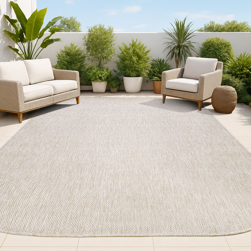 Miles Modern Minimalist Radius Corner Solid Indoor/Outdoor Shaped Area Rug