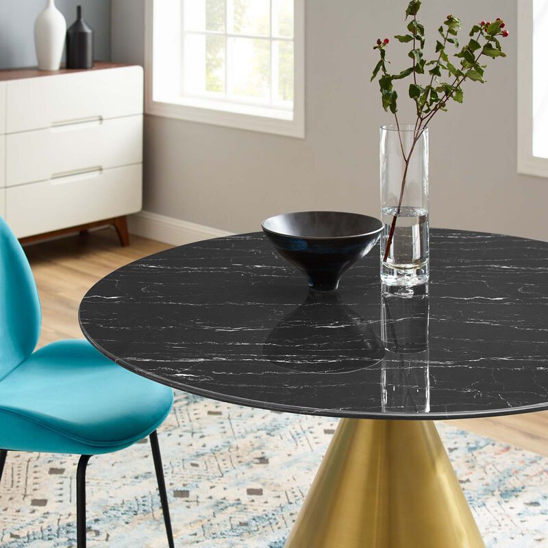 Modway - Tupelo 47" Artificial Marble Dining Table Gold Black