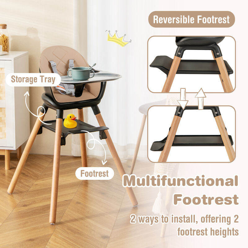 6-In 1-Baby High Chair with Removable Tray and Safety Harness image number 6
