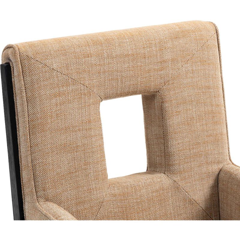 Meridian Furniture Gwendolyn Cognac Linen Textured Fabric Dining Arm Chair