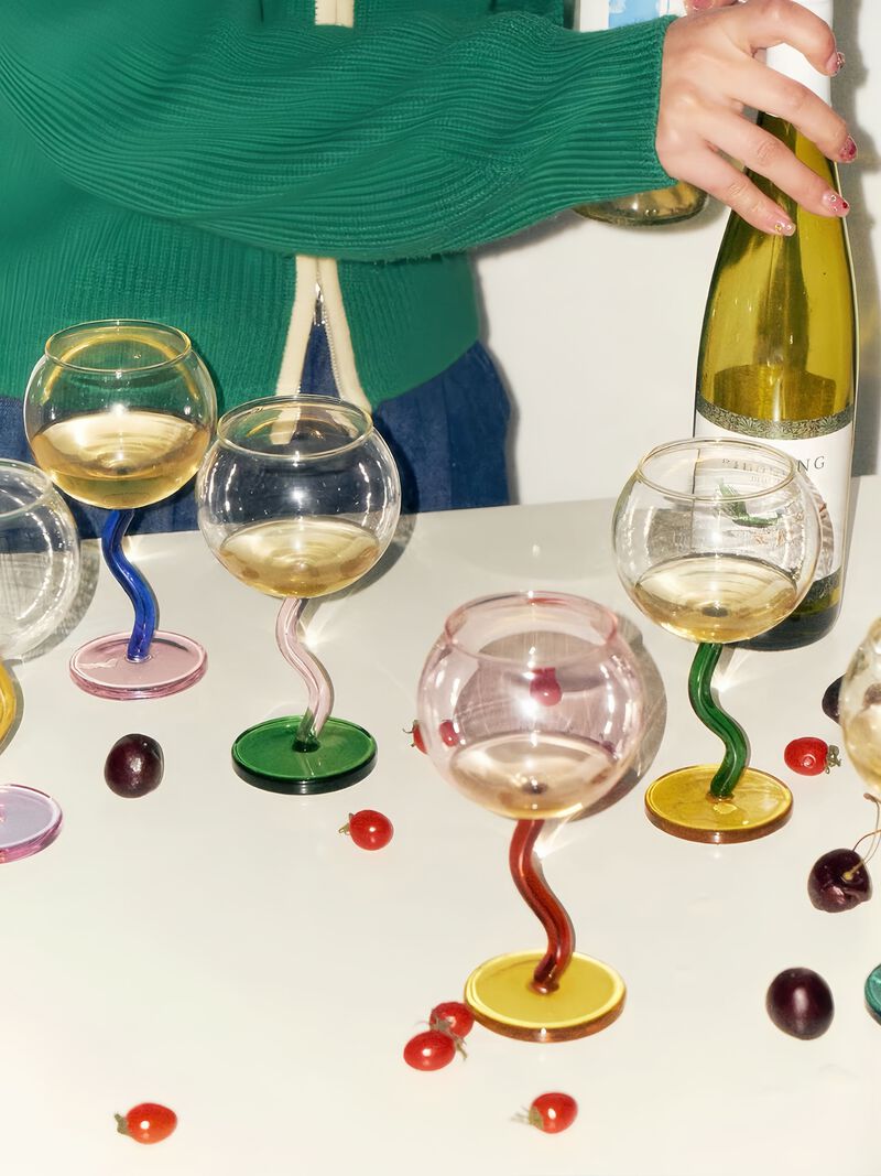 Handblown Bubble Wine Glass image number 4