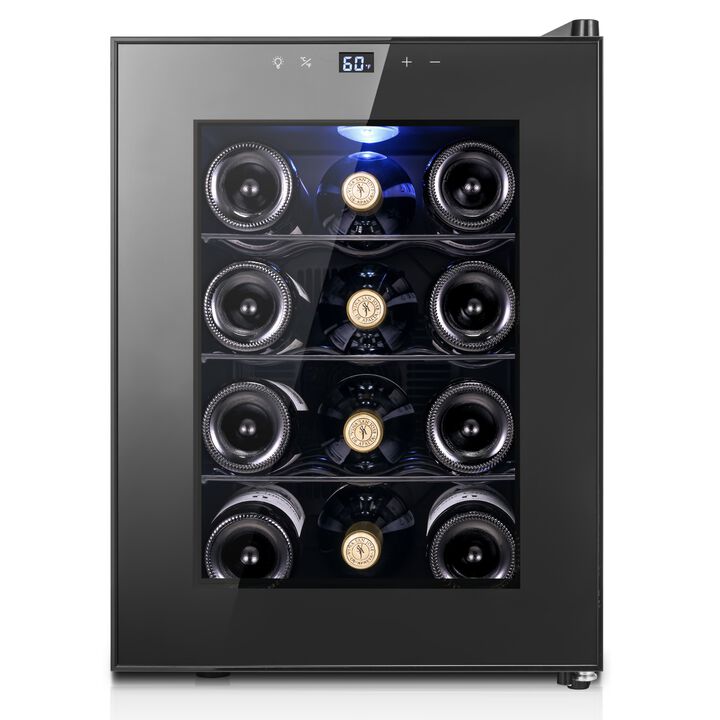 Yeego 12 Bottle Wine Refrigerator,Mini Wine fridge with Digital Temperature Control Thermoelectric Wine Cooler, Countert
