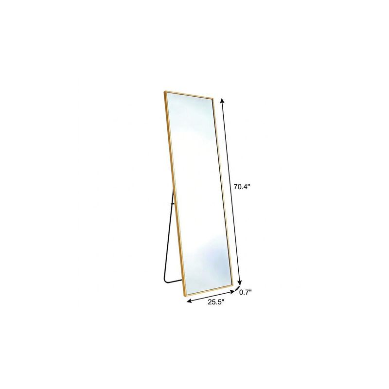 HomeRoots 70" Gold Aluminum Freestanding And Wall Mounted Framed Full Length Mirror image number 4