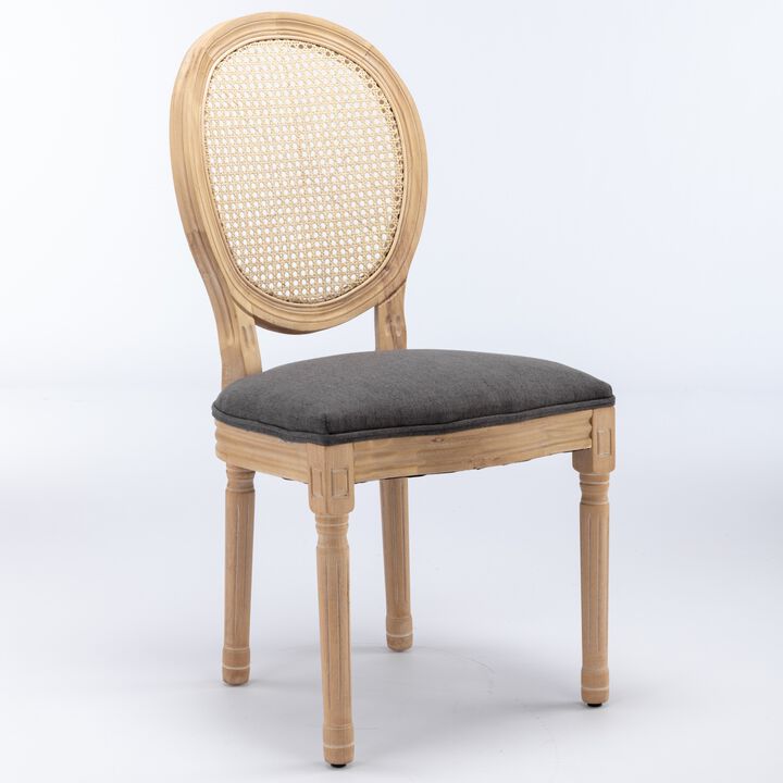 Streamdale Antique Gray Rattan Dining Chair, Set of 2