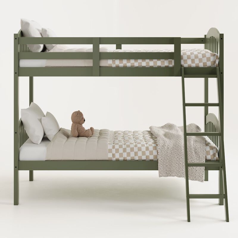 Storkcraft Long Horn Twin-Over-Twin Bunk Bed (Olive)- GREENGUARD Gold Certified