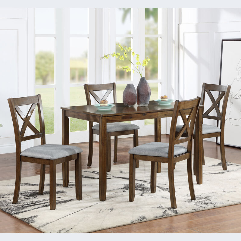 Riflil 5‑Piece Farmhouse Dining Set image number 1