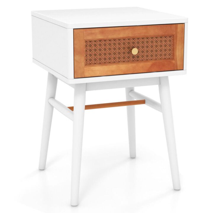 Hivvago 1-Drawer Modern Bedside Table with Solid Wood Legs