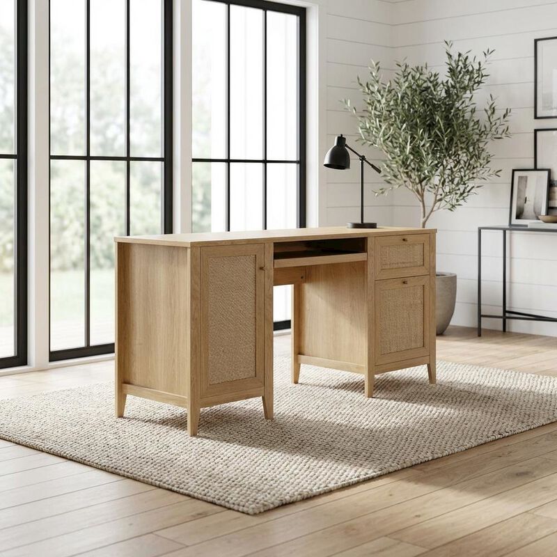Black Office Desk with Spacious Work Surface and Modern Design image number 3