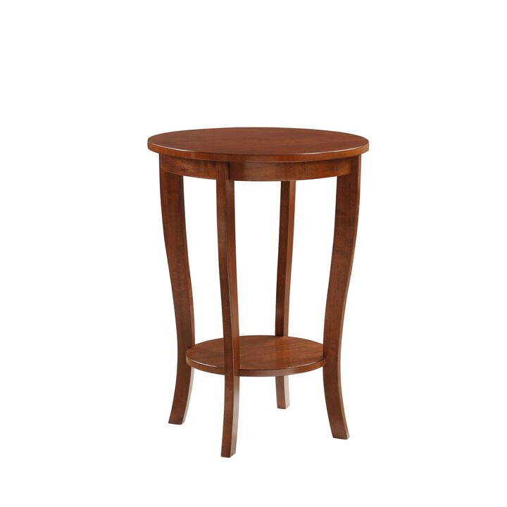 Convenience Concepts American Heritage Round End Table with Shelf, Mahogany