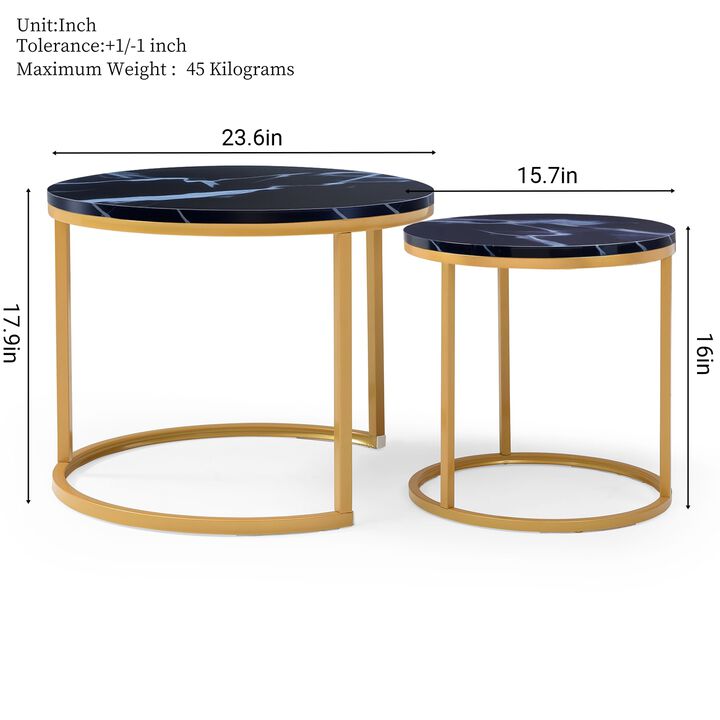 GOODSILO Set of 2 Nesting Coffee Tables Flexible Separable Combined Design for Living Room Bedroom Apartment Small Space Use as Side Table Nightstand Display Shelf