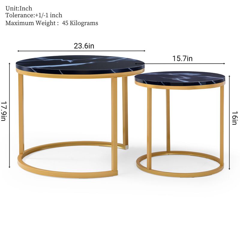 GOODSILO Set of 2 Nesting Coffee Tables Flexible Separable Combined Design for Living Room Bedroom Apartment Small Space Use as Side Table Nightstand Display Shelf image number 1