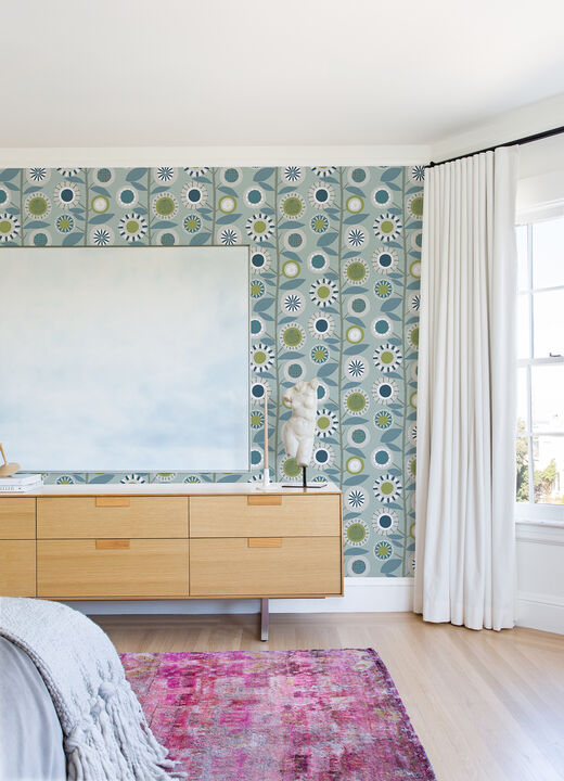 Sisu Light Blue Floral Geometric Wallpaper (Set of 2)