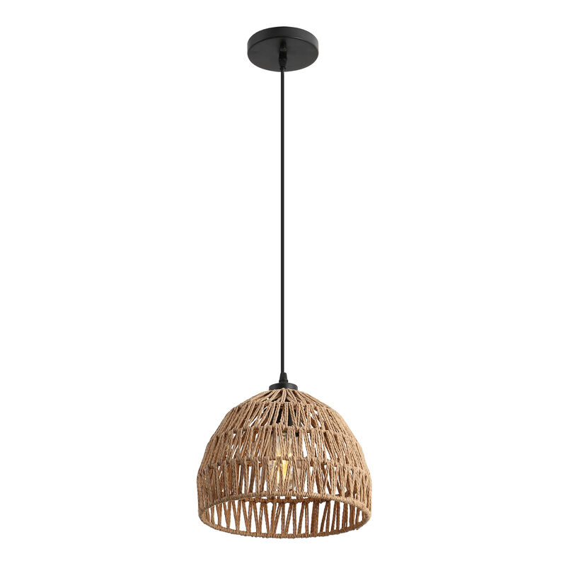 Campana Bohemian Modern Woven Rattaniron LED Pendant