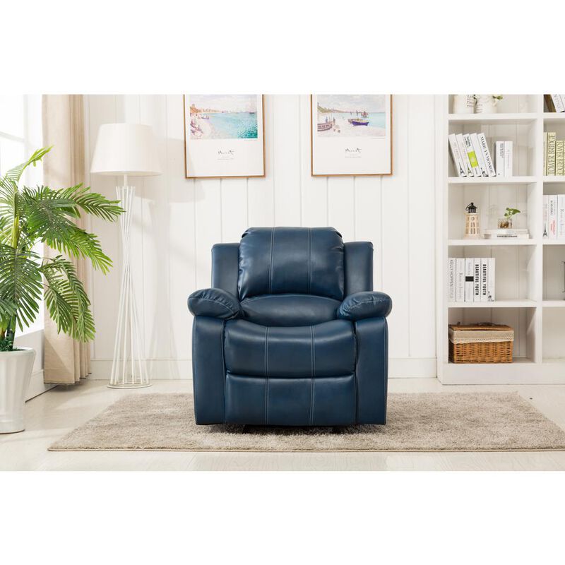 Comfort Pointe Clifton Navy Blue Leather Gel Glider Rocker Recliner