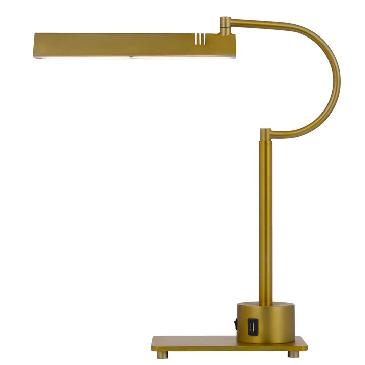 Hoso 18 Inch Desk Lamp, 2 USB Ports, AdjusDesk Bronze Metal Frame - Benzara