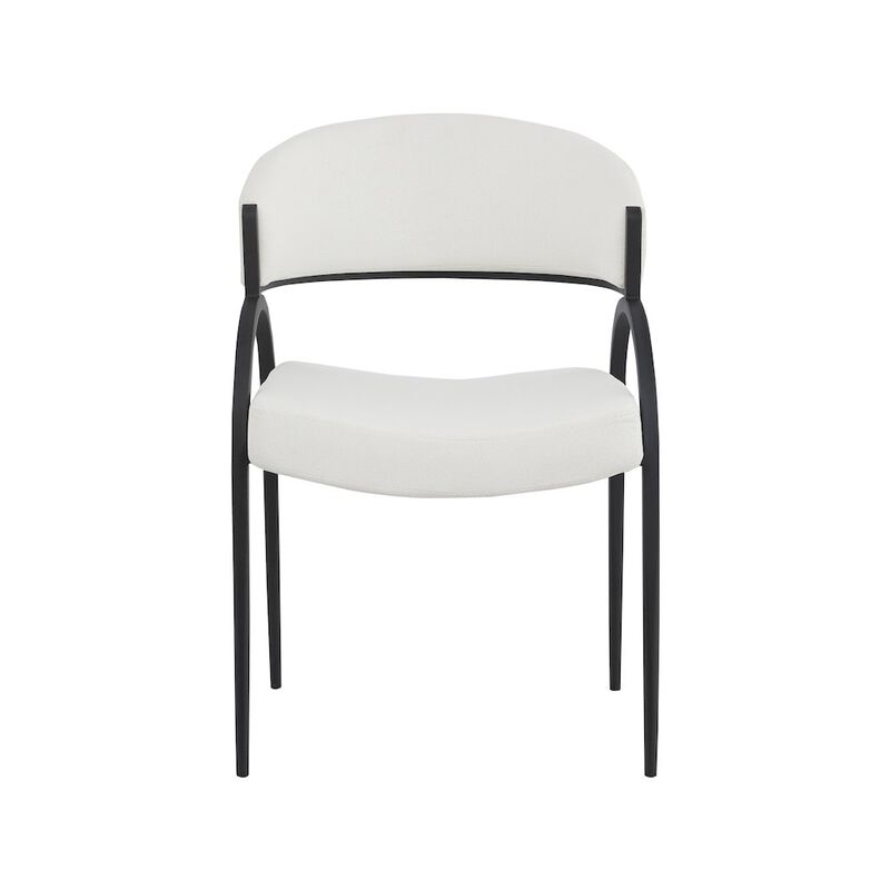 Meridian Furniture Privet Cream Linen Textured Fabric Dining Chair, Set of 2