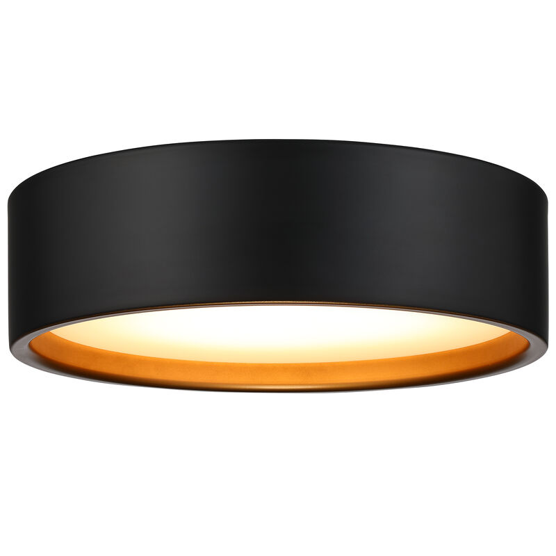 14 in. Modern Black and Gold  Dimmable Integrated LED Flush Mount Ceiling Light image number 0