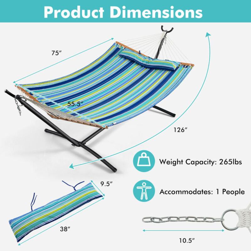 Hivvago Patio Hammock Foldable Swing Chair Bed with Detachable Pillow