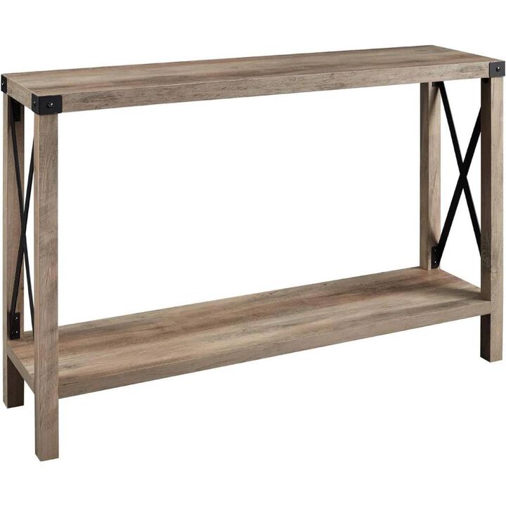 Hivvago Industrial Farmhouse Entryway Table / Console Table in Taupe Grey Wood Finish