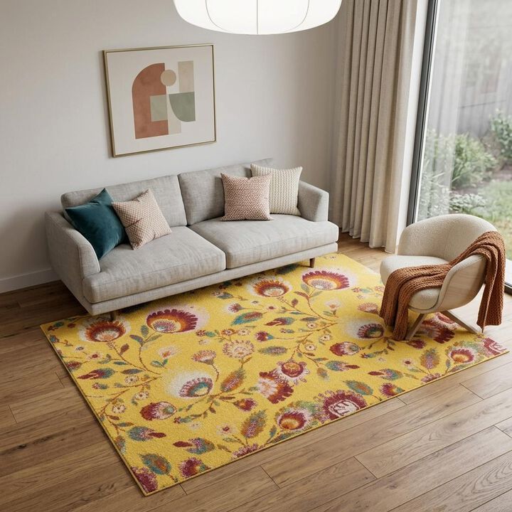 HomeRoots Floral Power Loom Area Rug