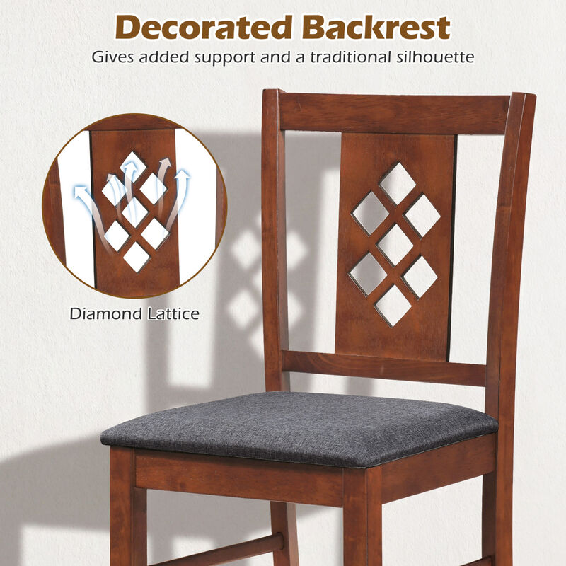Comfortable Linen Style Dining Chairs Set of 2 Upholstered Kitchen Chairs with Wooden Legs-Cherry image number 5