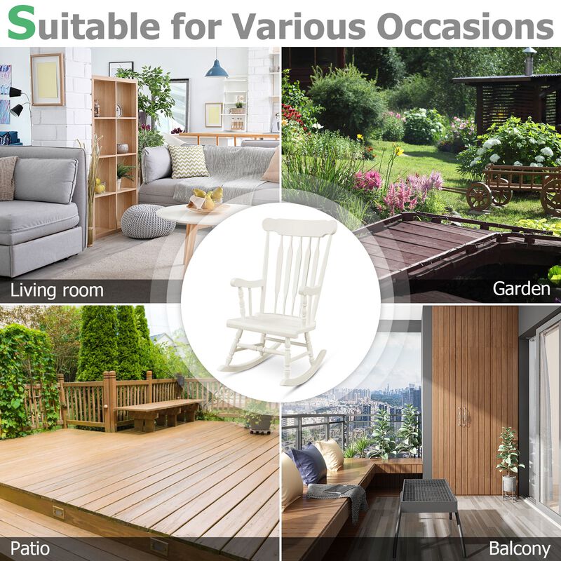Rocking Chair with Solid Wooden Frame for Garden and Patio, Comfortable Outdoor Seating