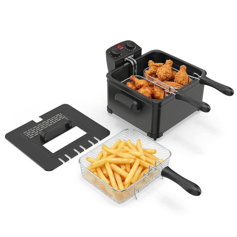 Electric Deep Fryer 21-Cup 1700W Stainless Steel with Triple Basket image number 3